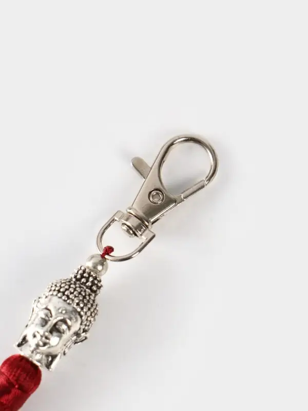 Брелок-кисточка "Будда" 17 см, цв. бордовый, серебристый