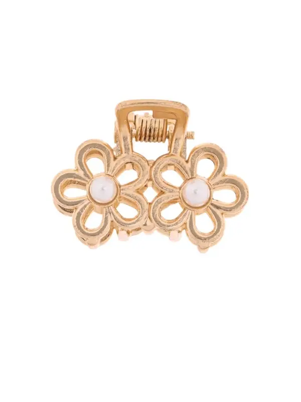 Крабик для волос &laquo;Маргарита&raquo;, ромашки жемчуг, 2.5 см, золото