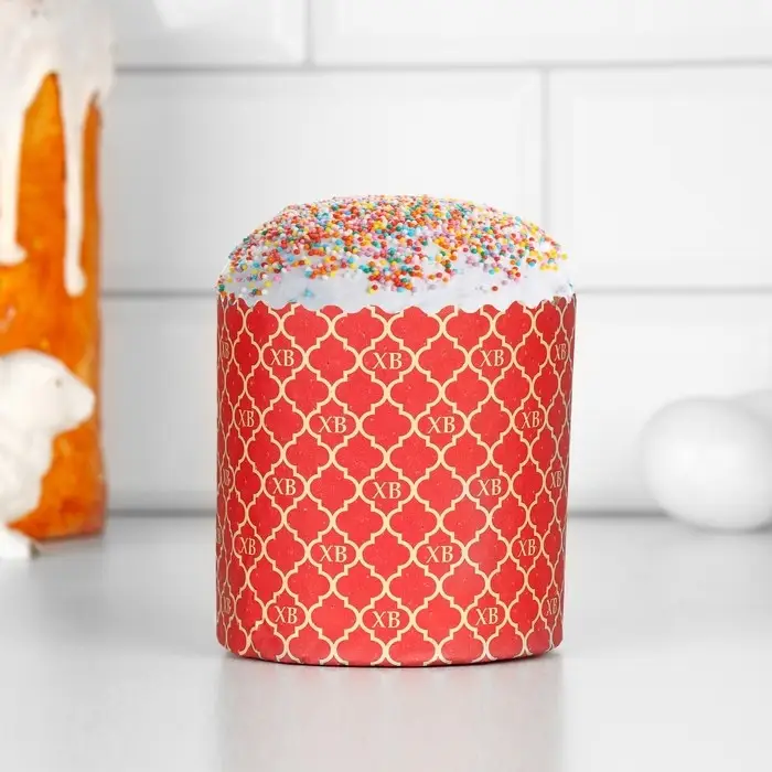 Форма бумажная для кулича &laquo;ХВ красная&raquo;, 90&times;90 мм