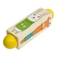 Кубики деревянные на оси  &laquo;Животные&raquo; , 3 кубика