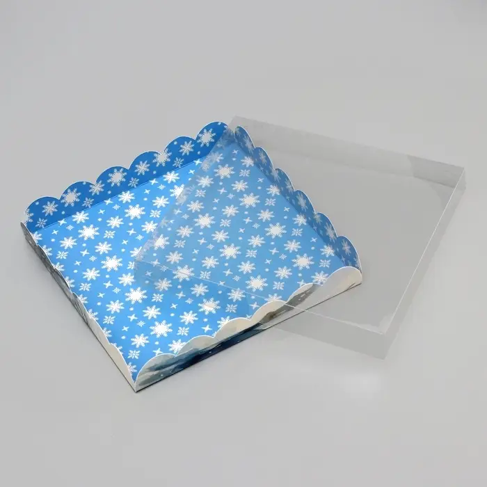 Коробка для печенья, кондитерская новогодняя упаковка, &laquo;Снеговик&raquo;, 21&times;21&times;3 см