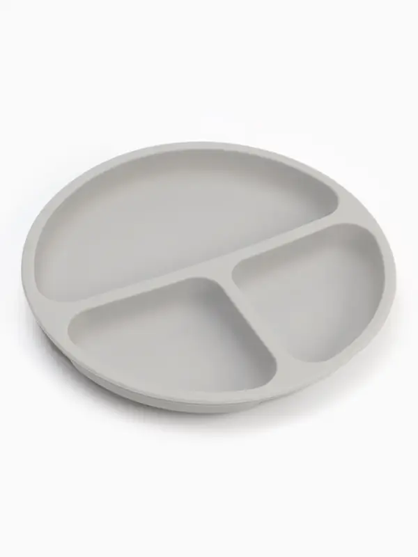 Тарелка детская секционная с ложкой и вилкой, 3 секции, серый, Mum&Baby
