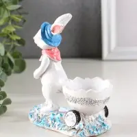 Фигура декоративная "Зайка с тележкой" 12.5х12х6 см