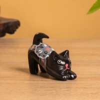 Сувенир &laquo;Потягивающийся Кот&raquo;, 2.5&times;6&times;5 см, дерево, чёрный