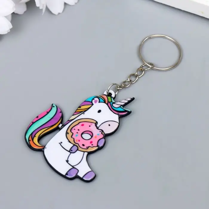 Брелок акрил "Единорожек с пончиком" 5,8х4,5 см