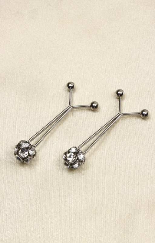 Зажим для платка &laquo;Хрусталь&raquo; шарик, цвет белый в серебре (неделимая фасовка 12 шт., цена за шт.)