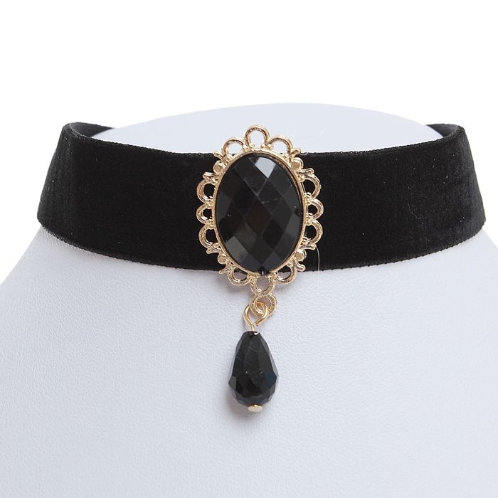 Чокер &laquo;Александрия&raquo; ажур, овал, цвет чёрный в золоте, 30 см