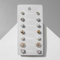 Пусеты 7 пар &laquo;На каждый день&raquo; набор вечеринка, цвет МИКС