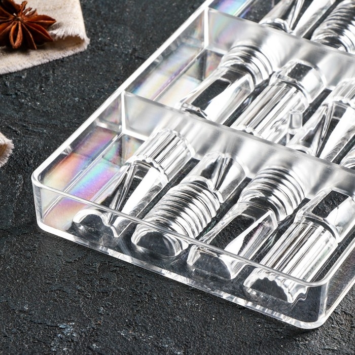 Форма для конфет и шоколада &laquo;Фигурный батончик&raquo;, 20&times;12&times;2,5 см, 20 ячеек 3,3&times;1,6&times;0,8 см, цвет прозрачный