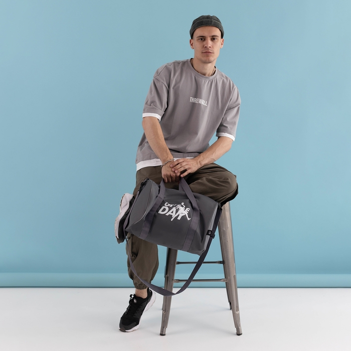 Сумка спортивная мужская, TEXTURA, маленький размер, цвет серый