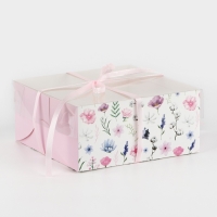 Коробка для капкейков, кондитерская упаковка, 4 ячейки &laquo;Сладкий момент&raquo;, 16 х 16 х 7.5 см