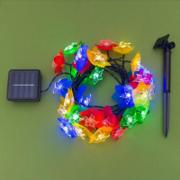 Гирлянда &laquo;Нить&raquo; 4.5 м с насадками &laquo;Лилии&raquo;, тёмная нить, 30 LED, свечение белое, 2 режима, солнечная батарея