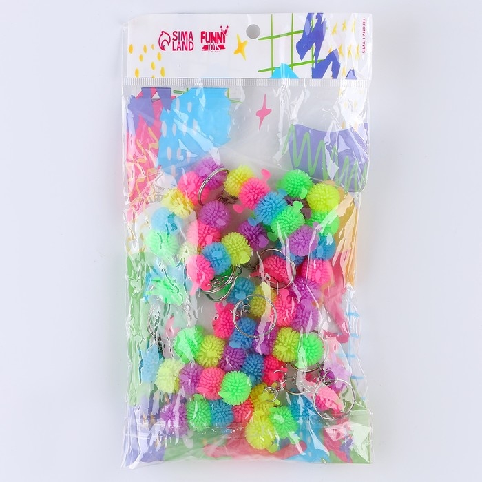 Мяч детский резиновый ёжка &laquo;Сороконожка&raquo;, резиновый, на брелоке, цвета МИКС