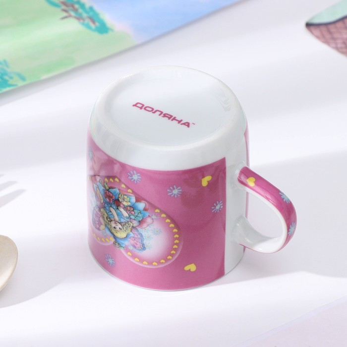 Набор детской посуды из керамики Доляна &laquo;Дюймовочка&raquo;, 3 предмета: кружка 230 мл, миска 400 мл, тарелка d=18 см,цвет белый