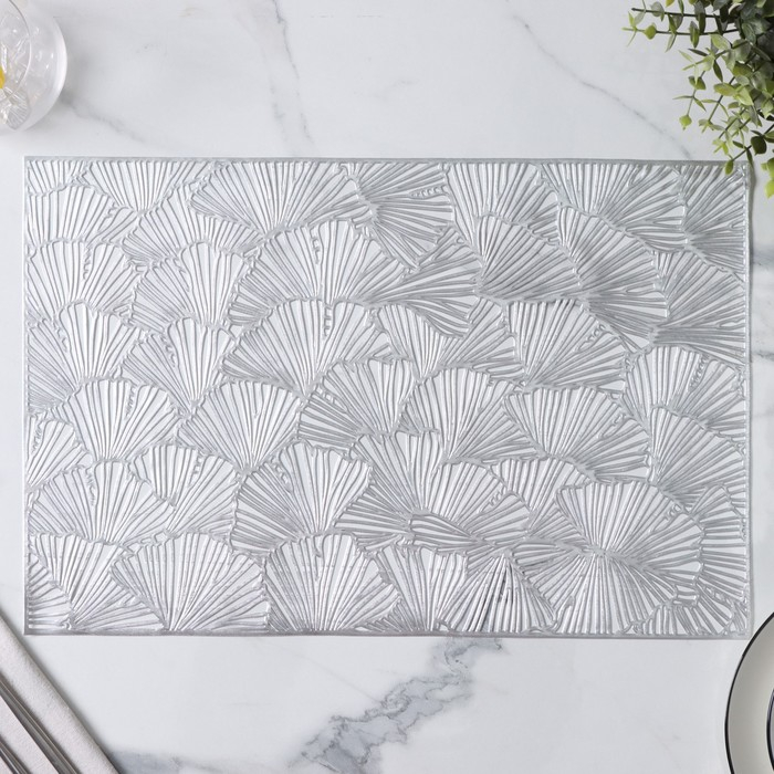 Салфетки сервировочные на стол Доляна &laquo;Веер&raquo;, 4 шт, 30&times;45 см, цвет серебряный