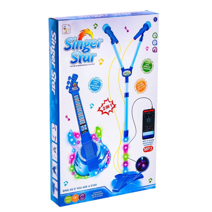 Игрушка музыкальная гитара &laquo;Играй и пой&raquo;, с двойным микрофоном, звуковые эффекты