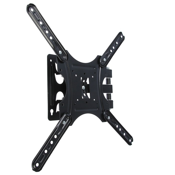 Кронштейн Luazon KrON-58, для ТВ, наклонно-поворотный, 14-55", 40-380 мм от стены, чёрный