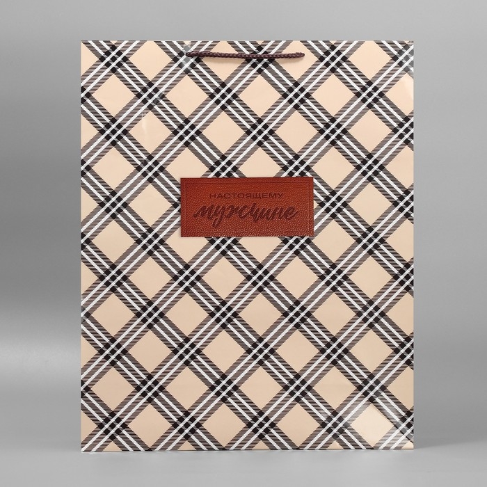 Пакет подарочный ламинированный, упаковка, &laquo;Настоящему мужчине&raquo;, XL, 40 х 49 х 15 см