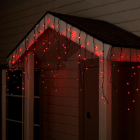 Гирлянда &laquo;Бахрома&raquo; 4 &times; 0.6 м, IP44, тёмная нить, 180 LED, свечение красное, 8 режимов, 220 В