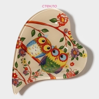 Блюдце стеклянное Доляна &laquo;Совушки&raquo;, 17,8&times;13,7&times;1,7 см