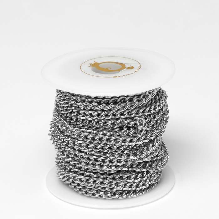 Цепочка железная без карабина на бобине, 0,4&times;0,4&times;0,11см, L=10м, цвет серебро