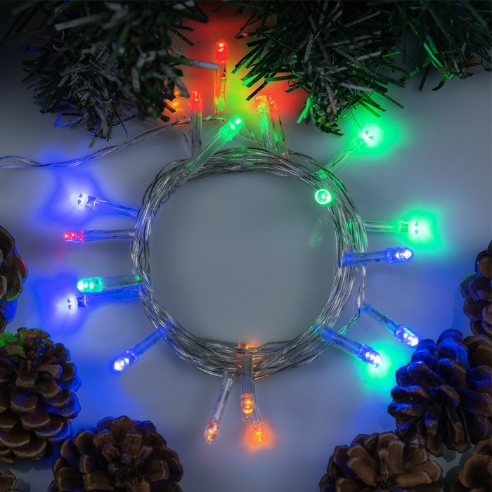 Гирлянда &laquo;Нить&raquo; 2.5 м, IP20, прозрачная нить, 25 LED, свечение мульти, фиксинг, 220 В