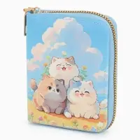 Кошелек дет 07-01-01 Июнь2545 кот, 8,5*2,5*10,5 см, 2 отд+отд/молн, д/карт, голубой