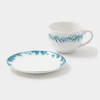 Чайная пара новогодняя &laquo;Зимний вечер&raquo;, 2 предмета: чашка 210 мл, блюдце d=15 см, фарфор, белая