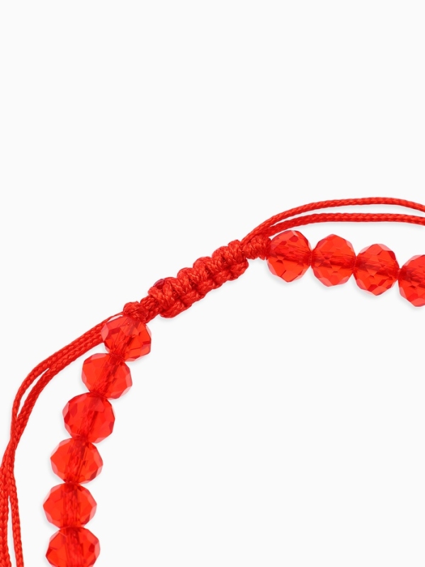 Браслет-оберег &laquo;Красная нить&raquo; рука счастья Хамса, хрусталики, цвет синий в чернёном серебре, d=8 см