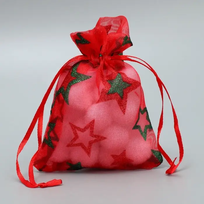 Мешочек подарочный органза &laquo;Звездочки&raquo;, 10 х 12 см +/- 1.5 см