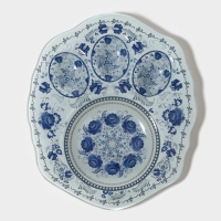 Подставка стеклянная для яиц Доляна &laquo;Цветочная роспись&raquo;, 3 ячейки, 21&times;18 см, цвет белый