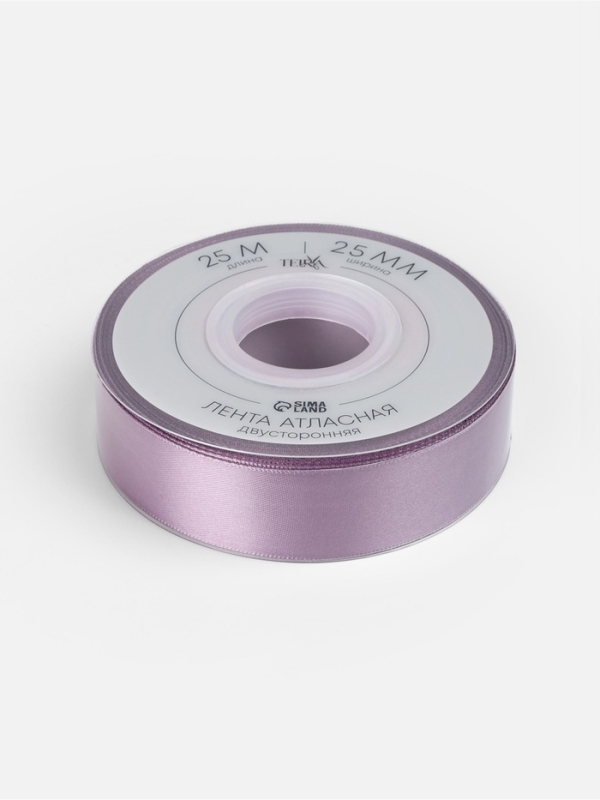 Лента атласная двухсторонняя №0434 25мм*25&plusmn;1м сиреневый TR