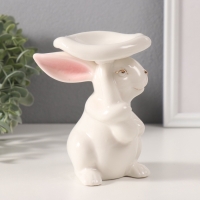 Сувенир керамика "Белый кролик под грибочком" 8х9х13 см