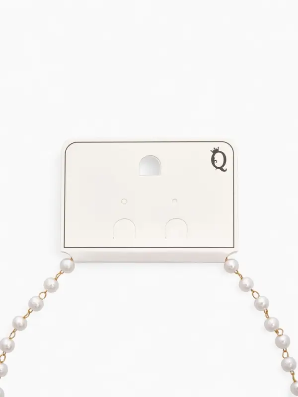 Колье на жемчужной дорожке "Вишня объемная", цвет красно-белый в золоте 40+удл, d6