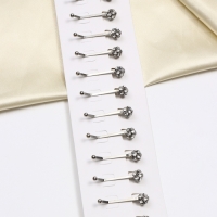 Зажим для платка &laquo;Хрусталь&raquo; шарик, цвет белый в серебре (неделимая фасовка 12 шт., цена за шт.)