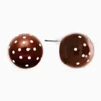 Серьги "Бусина" d=2см, в крапинку, цвет коричневый