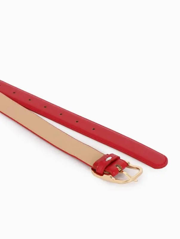 Ремень жен 05-01-01-01, Июнь2512, 3*0,3*110 см, без винта, пряж золото, 1 прокол, красный