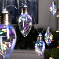 Гирлянда &laquo;Нить&raquo; 3 м с насадками &laquo;Лампочки капля&raquo;, IP20, прозрачная нить, 80 LED, свечение мульти, 8 режимов, 220 В