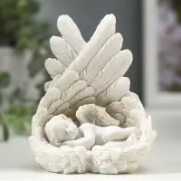 Сувенир полистоун "Белоснежный ангел малыш спящий в крыльях" 8,5х7х4 см