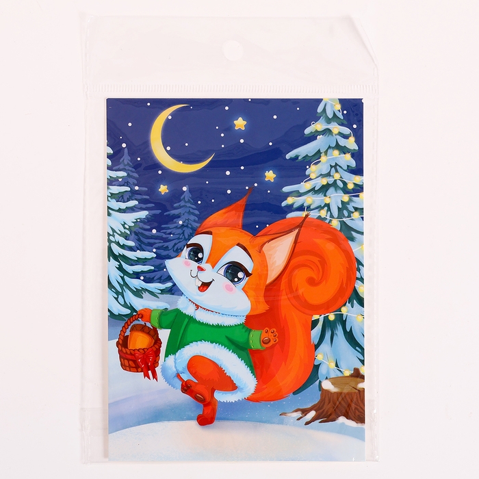 Аппликация стразами на новый год для детей &laquo;Белочка&raquo;, А6, новогодний набор для творчества