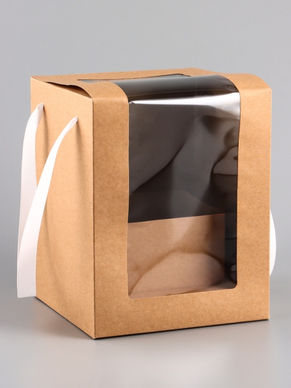 Коробка для цветов, 16 х 16 х 20 см, крафт