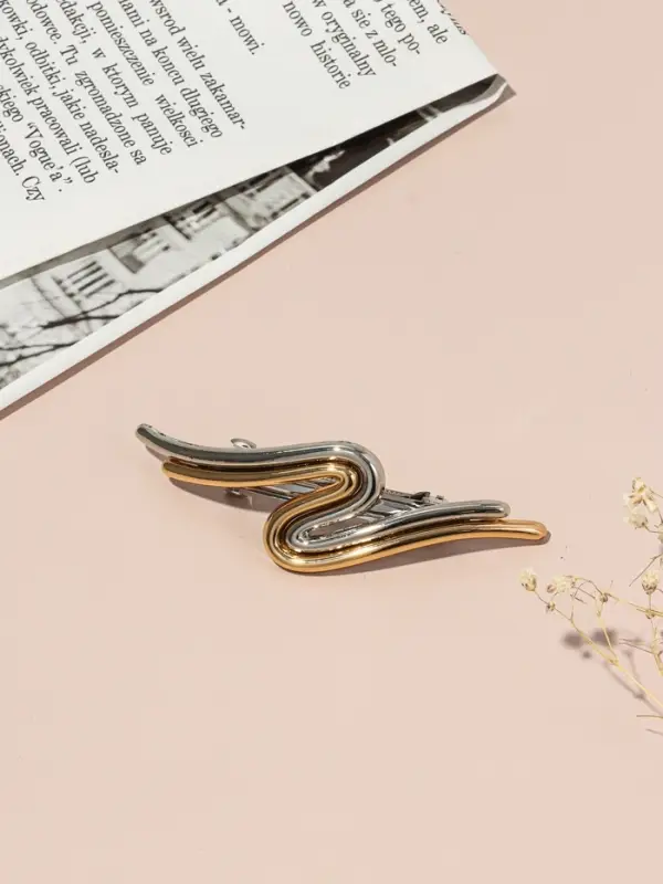 Заколка - автомат для волос &laquo;Андри&raquo;, изгиб, 9 см, серебристо-золотой