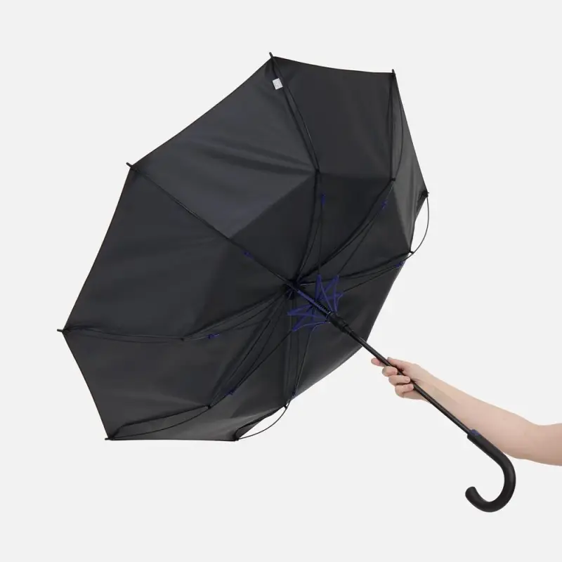 Зонт-трость Hidecolor с цветными спицами, черный с синим