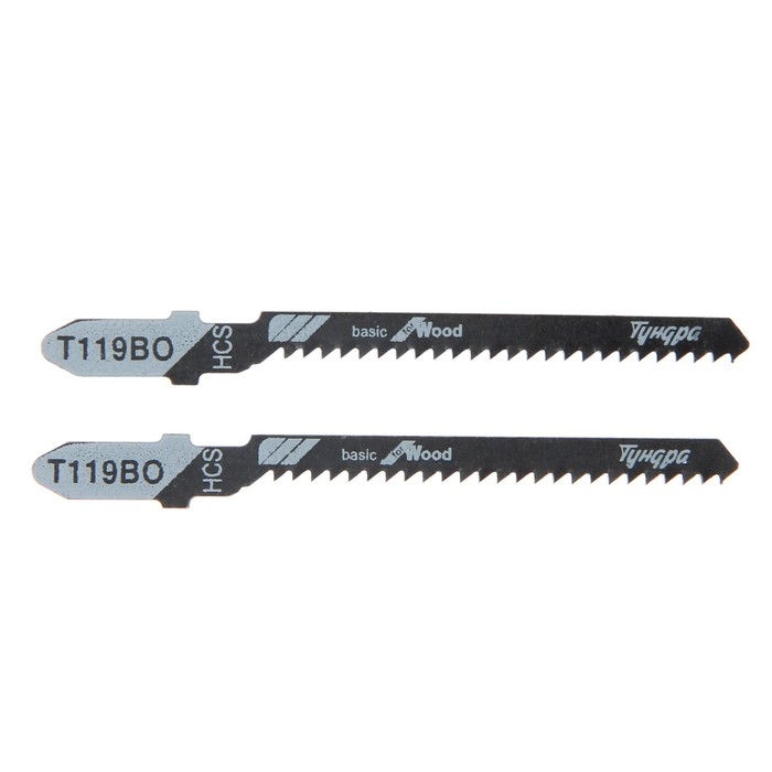 Пилки для лобзиков ТУНДРА, по дереву, фигурный рез, HCS, 50/75 х 2 мм, 2 шт.