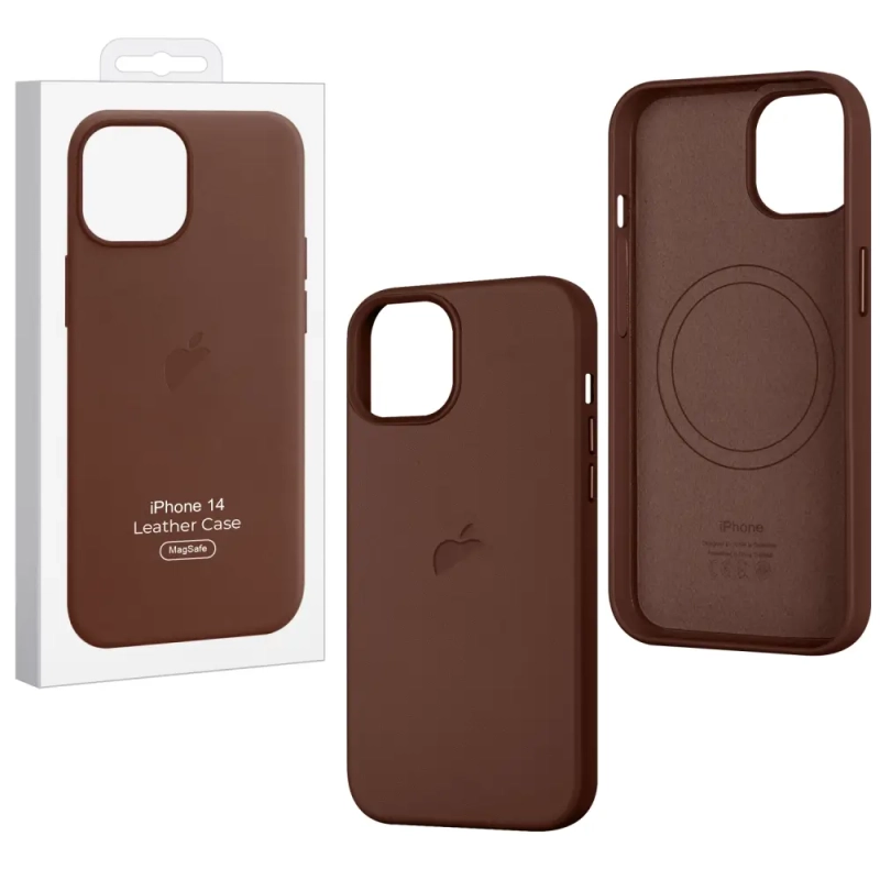 Чехол iPh 14 Leather Case 100% ORG Umber