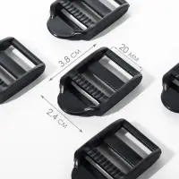 Пряжка регулирующая, трёхщелевая, вн. ширина=20 мм, s=2 мм, 10 шт., чёрная