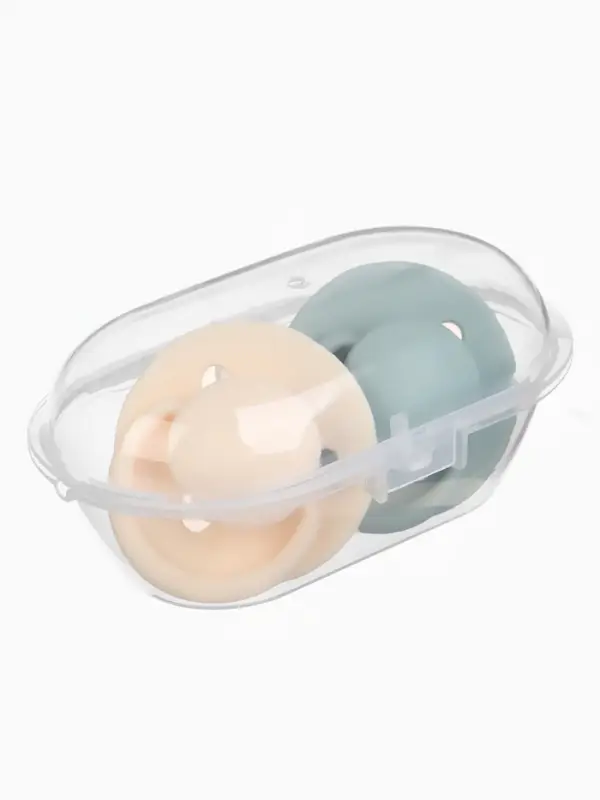 Набор классических пустышек, 2 шт., латекс, айвори/зелёный, в контейнере, от 6 мес., M&B