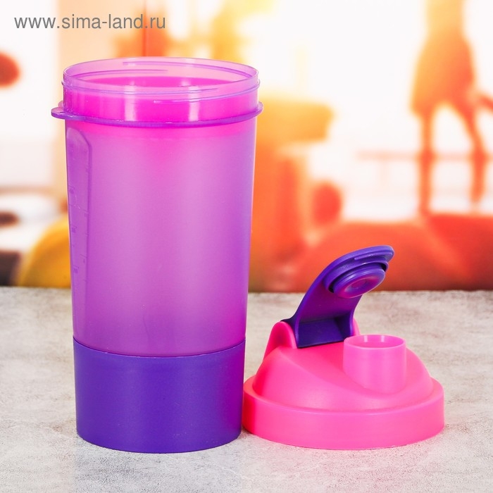 Шейкер спортивный с чашей под протеин, 500 мл