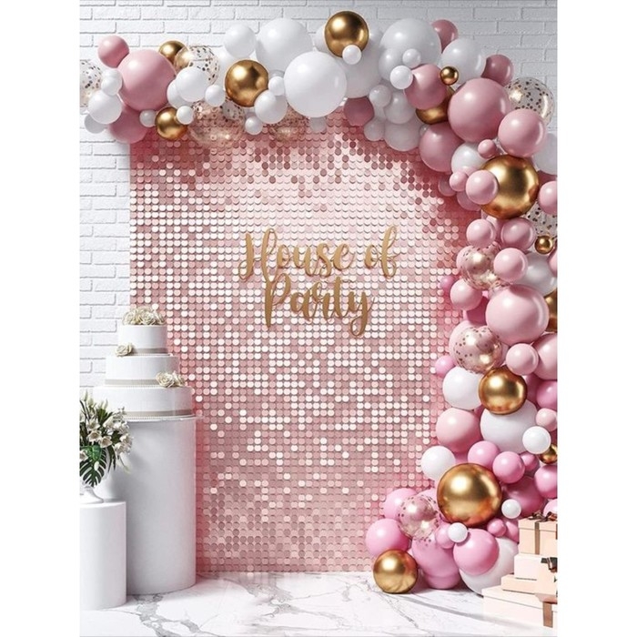 Панель с пайетками для фотозоны 30*30см, серебристая с эффектом голографии