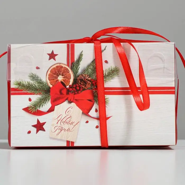 Коробка для капкейка &laquo;С Новым годом!&raquo;, 16 х 8 х 10 см